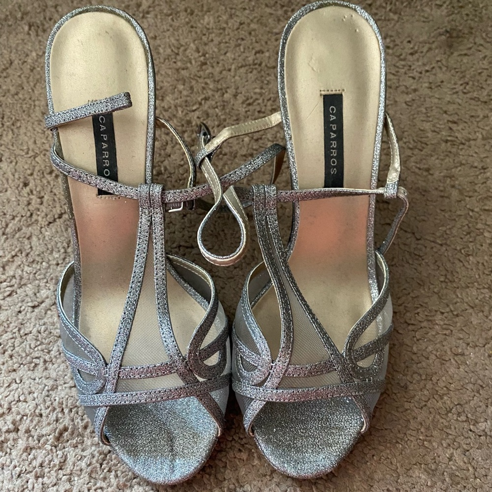 Capros silver sparkly heels